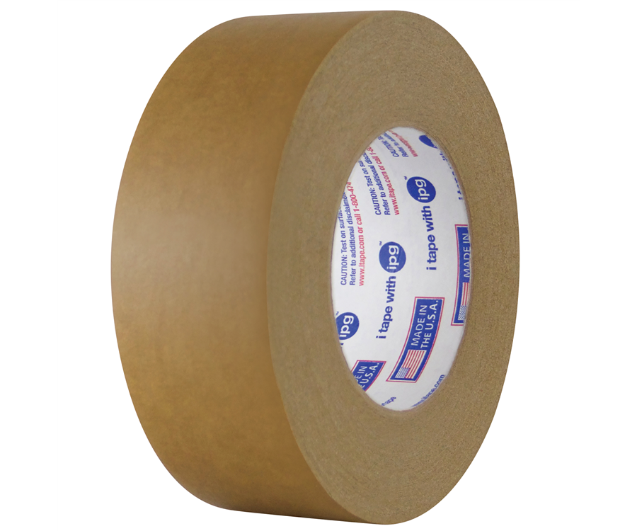 A roll of brown adhesive tape with printed text visible on the inner core. Intertape® 7.3-Mil. 530 Natural Flatback Tape (48 mm. x 54.8 m., 24/Case)